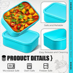 Nuogo 4 Pcs 6 Cup Silicone Freezer Trays with Lid Soup Containers Reusable Freezer Silicone Molds Rectangle Containers Ice Trays for Soups Sauces Stews Curries, Lake Blue