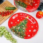 WDF 50Pack Christmas Paper Plates - Oval Paper Plates 10" x 12" for Party Supplies Christmas Trees Large Disposable Platter for Serving Tray Baby Shower Birthday