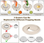 TeamFar Mixing Bowls, 6 PCS Stainless Steel Nesting Salad Bowl with Lids & 3 Graters, For Kitchen Cooking Serving Prepping, Airtight & Non-Slip, Size 4.6/3.5/2/1.5/1/0.7 QT, Khaki