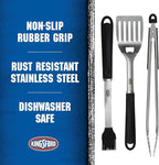 Kingsford Stainless Steel 3-Piece BBQ Tool Set | Tongs, Basting Brush, Spatula | Rust-Resistant Grilling Tools