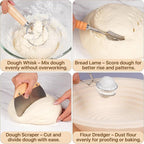 Deluxe Sourdough Starter Kit with Wood Pulp Round & Oval Bannetons & Personalized 34 oz Sourdough Starter Jar Air Flow Lid, Bread Sling Scrapers & Bag Complete Sourdough Bread Baking Supplies