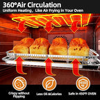Air Fryer Basket, 2 Set Air Fryer Pans and Tray for Oven with 60 PCS Parchment Papers, DEGOVIN Non-stick Stainless Steel Oven Air Fryer Basket and Tray-18.8" x 12.8"Extra Large &15.7" x 11.6"Large