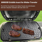 Griddle for Weber Traveler Grill 9010001 9020001 9030001, 7034 Cast Iron Griddle Insert Replacement Parts for Weber Traveler 9013001 9011701 Flat Top Griddle Accessories with Carry Bag