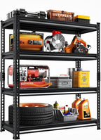 Adjustable Shelving Units and Storage, 48”W Garage Shelving Heavy Duty,2000LBS Loads 4-Tier Garage Storage Shelves, Metal Shelves for Living Room,Pantry,48”W×16”D×72”W,Black
