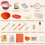 Super All-Inclusive Sourdough Starter Kit with Pot,Sourdough Bread Baking Supplies,4 Banneton Bread Proofing Baskets,Dutch Oven for Baking，Scale,34OZ Sourdough Starter Jar, Bread Making Tools Kit