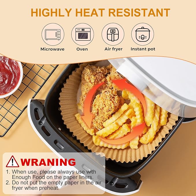 100Pcs Small Air Fryer Liners Disposable, Parchment Sheets Round, 6.5 Inch Round Airfryer Paper Basket Bowl Liner for Baking Cooking Food