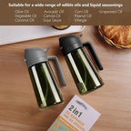 2PCS Olive Oil Dispenser and Oil Sprayer – 16oz/470ml Glass Light-Proof Oil Pourer for Kitchen, Air Fryer, Cooking, Salad, and BBQ