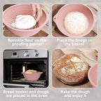 4 Pcs Upgraded Silicone Sourdough Bread Proofing Basket with Handles - Reinforced Rim Support, 9 Inch Foldable Bowls for Sourdough Bread Baking, Oven & Dishwasher Safe-BPA Free(Green,Beige,Pink,Blue)