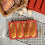 Webake 6 Inch Hot Dog Bun Pan, 2 Pack SIlicone Hotdog Bun Molds Nonstick Bread Forms, Mini Baguette Sandwich Baking Tray for Hot Dog Bun Rolls Cake and Eclair