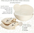 Banneton Bread Proofing Basket Set: Sourdough Starter Kit - 9 inch Round Rattan bowl, Scoring lame, dough scraper, bread bag, Sourdough Bread Baking Supplies Tools - Baking gift set
