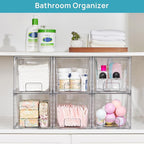 Vtopmart 6 Pack Large Stackable Storage Drawers,Easily Assemble Acrylic Bathroom Closet Undersink Organizers and Storage,Plastic Bins for Kitchen Cabinets,Pantry,Makeup,Medicine Organization