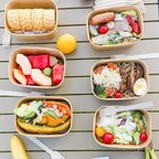 MINCOCO 50 Count Disposable Paper Bowls with Lids Meal Prep Containers 【Includes 50 Wooden Forks + 100 Labels】 Salad Food Containers Freezer & Microwave Safe Leakproof Soup Bowls (25 Ounce, 50-Count)