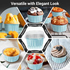 EUSOAR Cake Baking Cups, 100pcs 5oz 125ml Muffin Liners With Lids, Disposable Aluminum Ramekins, Cupcake Liners, Foil Pudding Cups Holders Pans