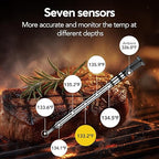 WIFI Wireless Meat Thermometer Unlimited Range 7 NIST Certified Accuracy Sensors Sub-1g(10x Stronger than Bluetooth)APP&Magnetic Smart Digital Base for BBQ,Oven,Smoker,Grill (1, black, small)