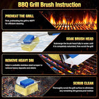 Grill Brush Bristle Free for Outdoor Grill, Steam Grill Cleaning Brush Replaceable BBQ Cleaner Brush Head,Extended Handle, Safe Grill Brush with Scraper for Cast Iron Stainless-Steel Grates,Blue