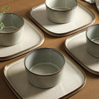 Stone Lain Cairo 12-Piece Dinnerware Stoneware, Plates and Bowls, Microwave and Dishwasher Safe, Includes Dinner and Salad Plates, Cereal Bowls, Dish Set for 4, Grey