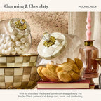 MACKENZIE-CHILDS Cookie Jar with Enamel Lid, Large Glass Treat Jar or Kitchen Jar, 1-Gallon Capacity, Brown-and-White Mocha Check