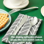 FOCUSLINE 300 Pack Disposable Silver Plastic Forks, Solid and Durable Plastic Cutlery Forks, Heavy Duty Disposable Utensil Silverware for Catering, Parties, Dinners, Weddings