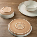 AmorArc Ceramic Dinnerware Sets with Pasta Bowls for 8, Handpainted Plates and Bowls Set with Rustic Terracotta Underside, Scratch Resistant Dishes Set, Dishwasher & Microwave Safe, 32 Pcs