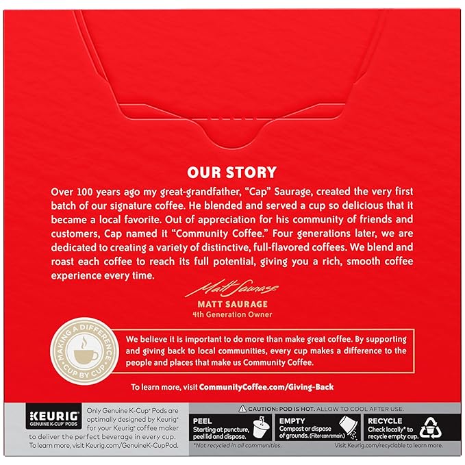 Community Coffee Coffee and Chicory Medium-Dark Roast Single Serve Keurig K-Cup Pods 32 ct Box