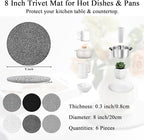 SHACOS 8 Inch Trivets for Hot Dishes 6 Pieces Heat-Resistant Trivet Set, Cotton Trivets Mats for Kitchen, Hot Pads for Countertops Table, Farmhouse Home Decor Essentials, Black