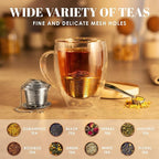 Large Tea Infuser (Set of 2) with Tea Scoop and Drip Trays by Apace – Multi Cup Size Stainless Steel Loose Leaf Tea Strainer and Steeper