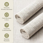 KXN Placemats Set of 4, Dual-Layer Thickened Faux Linen Table Mats, Heat Resistant & Wrinkle-Free, Machine Washable Cloth Place Mats for Kitchen Dining Indoor Outdoor (Cream Beige)