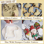 Flycalf Angel Cookie Cutters Christmas with Plunger Stamps Holiday PLA Baking Accessories Cutter Molds Gifts Decorative Party 3.5" Kitchen Cake Supplies