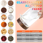 Glass Food Storage Jar with Lids Spoon Glass Coffee Canister Borosilicate Glass Food Containers for Ground Coffee Beans Nut Pasta Sugar Candy Spice Rice Tea (900ml/30oz-2 pack-with spoon)