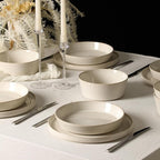Stone Lain Claire 12-Piece Dinnerware Set Stoneware, Plates and Bowls Set, Dishwasher and Microwave Safe, Dish Set for 4, White