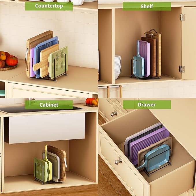 Cutting Board Organizer-1.6in Wide Kitchen Cutting Board Holder Stand for Pan,Baking Sheets,Cookie Sheets with 4 Slots,Baking Sheet Oragnizer(1PC-Large)