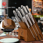 imarku Knife Set, 16PCS High Carbon Stainless Steel Kitchen Knife Set with Block Ultra Sharp Knife Block Set, Japanese Knife Set with Dotted Non-slip Ergonomic Handle, Best Gifts
