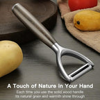 JUSEEPO Premium Vegetable Peeler, Y Type Swivel 304 Stainless Steel Blade Comfortable Solid Wood Handle, Practical gift for the home kitchen mom grandma for Veggie, Fruit, Potato(Exotic Ebony)