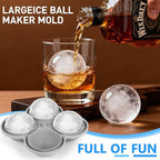 Ice ball maker mold For Whiskey And Cocktails ，2.5inch Round ice cube mold with Lids Easy Release Silicone Sphere Ice Cube Tray Perfect For Chilling Beverages Drinks And Bourbon 2PCS/8 Ice balls
