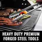 Grillaholics Premium BBQ Grill Tools – The Ultimate Grilling Gift for Dad - Luxury 4-Piece Barbecue Utensils Grill Set with Wooden Gift Box