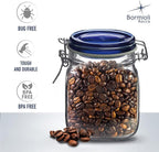 Bormioli Rocco Fido Collection, 2 Pack, 25¼ Oz. Food Storage Glass Jars, Airtight Rubber Seal & Glass Lid, With Stainless Wire Clamp, Made In Italy.