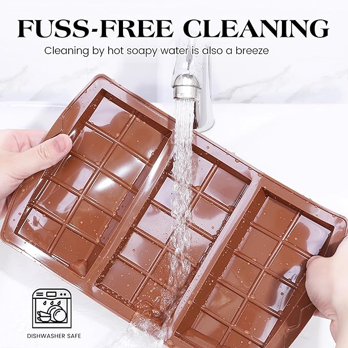 1 Pc Dubai Chocolate Bar Mold Deep Silicone 0.85 Inch Large Stuffed Chocolate Molds Nonstick Break Apart Square Shape Thick Candy Bar Molds