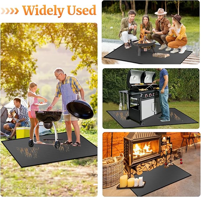 48 ×40 inches Under Grill Mats for Outdoor Grill/ BBQ Mat for Under BBQ, Fireproof Mat- Fire Pit Mat -Protector Mat - Oil-Proof Grill Floor Pads - Solo Stove Mat for Deck Patio Outdoor Smokers Grills