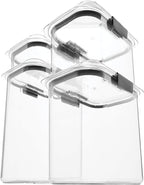 Rubbermaid Brilliance Pantry Food Storage Containers, Set of 4 (8 Pieces), BPA-Free, Clear, Airtight