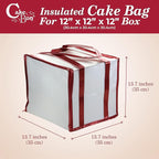 Cakebon Cake Box and Boards, 12-Inch Round Black Wrapped Edges 1/2- Inch Thick Drums with Insulated Bag and Ice Pack – Cake Transport Set, Cooler for Cake Delivery and Transport (1pc Each, 4pcs Total)
