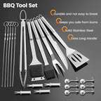 22PCS BBQ Grill Set, BBQ Grill Tools Set for Outdoor Grill with Hooks & Carry Handbag, BBQ Tools Grilling Accessories Kit for Camping/Backyard, Grilling for Men Dad