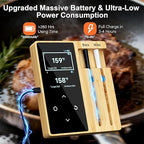 Niitawm Bamboo Dual Probe Wireless Meat Thermometer, Bluetooth Meat Thermometer Digital Wireless App, Long Range Temp Air Fryer Thermometer, Oven Thermometer, Food Grilling Accessories, Cooking Gifts