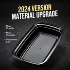 100-Piece (50-Pack) 34 OZ Meal Prep Containers Reusable with Lids, Sturdy Leakproof & Food Safe, Microwave, Freezer, Dishwasher Safe To Go Food Containers, Plastic Take Out Containers, Black