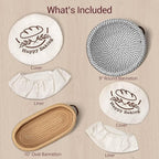 Banneton Bread Proofing Basket – Sourdough Starter Kit with 9" Round & 10" Oval Cotton Rope Baskets, Liners & Covers sourdough Bread Proofing Supplies, Baking Bread Bowl for Proofing