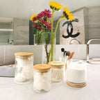 Urban Green Glass Storage Container Bamboo Lids, Glass Airtight Canisters sets, Food Jars, Pantry Organization and Storage Containers, Spice Jars, Flour Canisters of 6