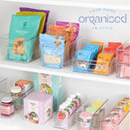 Plastic Food Storage 8 Pack Clear Container Bin with Handles for Organizing Kitchen, Pantry, Fridge, Freezer, Pantry,Bathroom. 10"x6"x5"