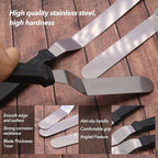 Offset Spatula Set with 3 Packs Cake Scrapers Smoother, Stainless Steel Angled Icing Spatula Cake Decorating Frosting Spatula Set with 6, 8, 10 inch Blades