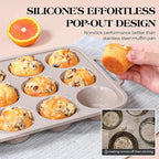 8 Pcs Baking Pans Set, Silicone Bakeware Sets with Metal Reinforced Frame, Nonstick Stackable Carbon Steel Non Toxic Baking Sets for Cooking (Brown)