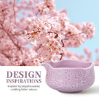TEANAGOO 7-PCS Purple Matcha Whisk Set with Cherry Blossom Design, Complete Ceremony Kit, Ceramic Chawan Bowl with Spout, Whisk & Accessories, Traditional Matcha Tea Set for Lattes& Gift Giving