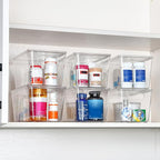 Vtopmart 6 Pack Clear Stackable Storage Bins with Lids, Medium Plastic Containers with Handle for Pantry Organizer and Storage,Perfect for Kitchen,Fridge,Cabinet, Closet,Bathroom Organization